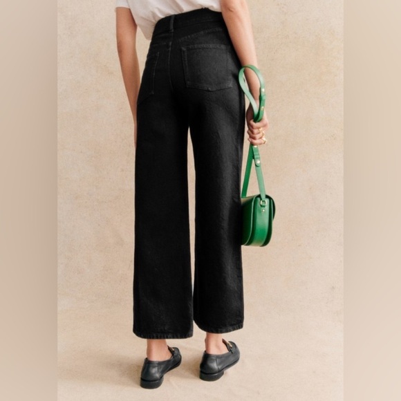 Sezane le Crop Black denim Jeans size 34  US 2 XS - Picture 1 of 9